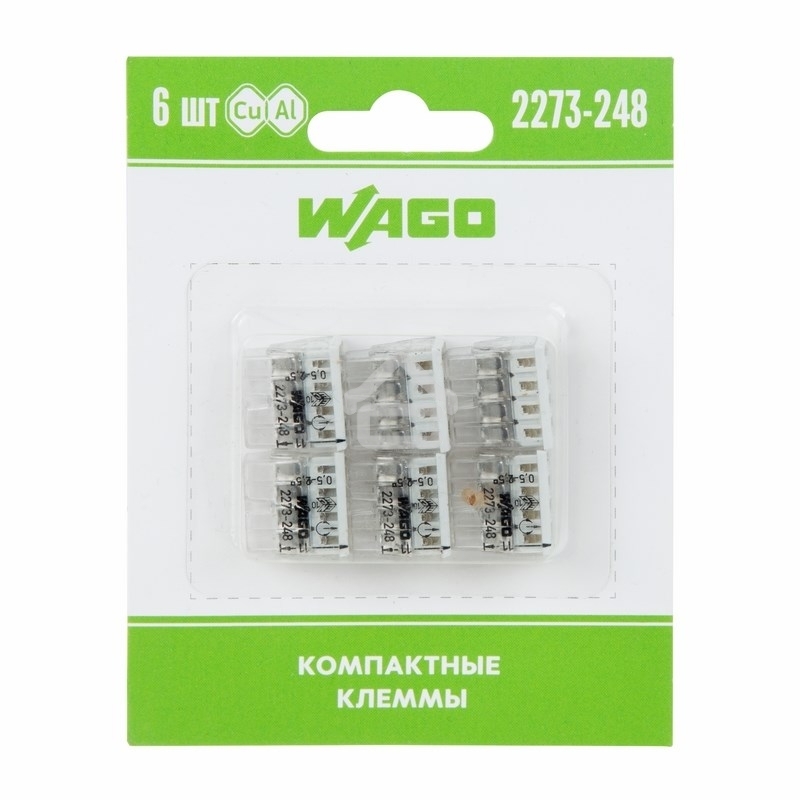 Компактная 8-проводная клемма, 6 штук (серия 2273-248)