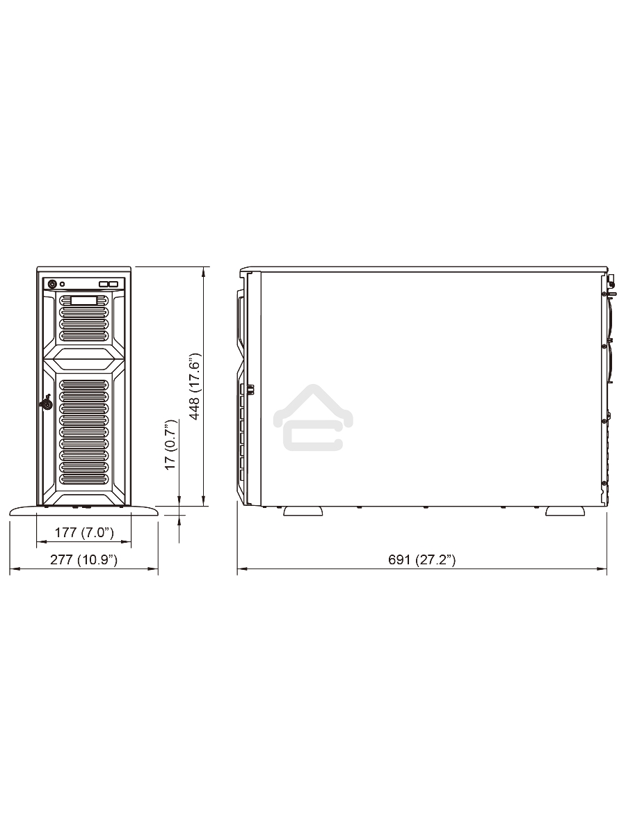 Серверный корпус 4U, ATX /E-ATX, Tower,8x3.5