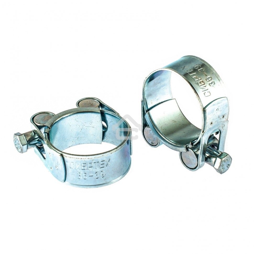 Хомуты металлические Сибртех, силовые 36-39 мм, ширина 20 мм, шарнирные, W1, 2 шт.
