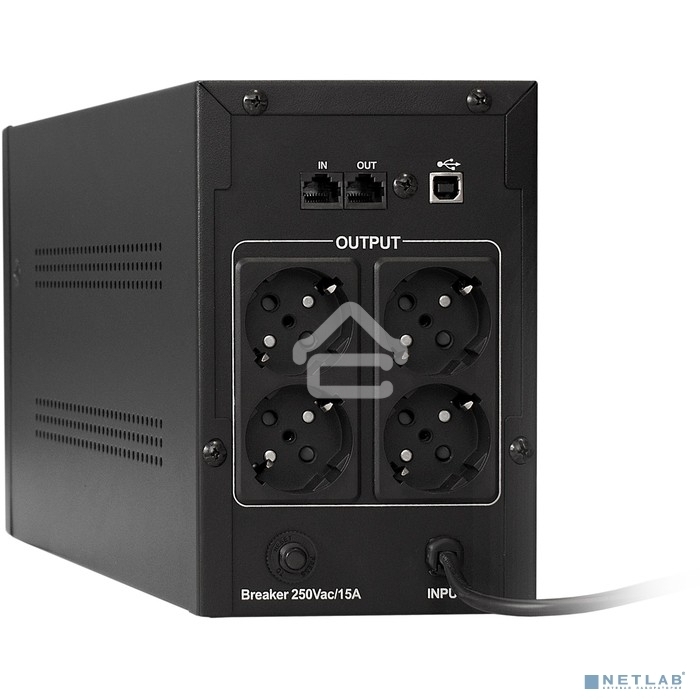 Источник бесперебойного питания ExeGate EP285490RUS SpecialPro UNB-1200.LED.AVR.EURO.RJ.USB 1200VA/750W, LED, AVR, 4 евророзетки, RJ45/11, USB, черный