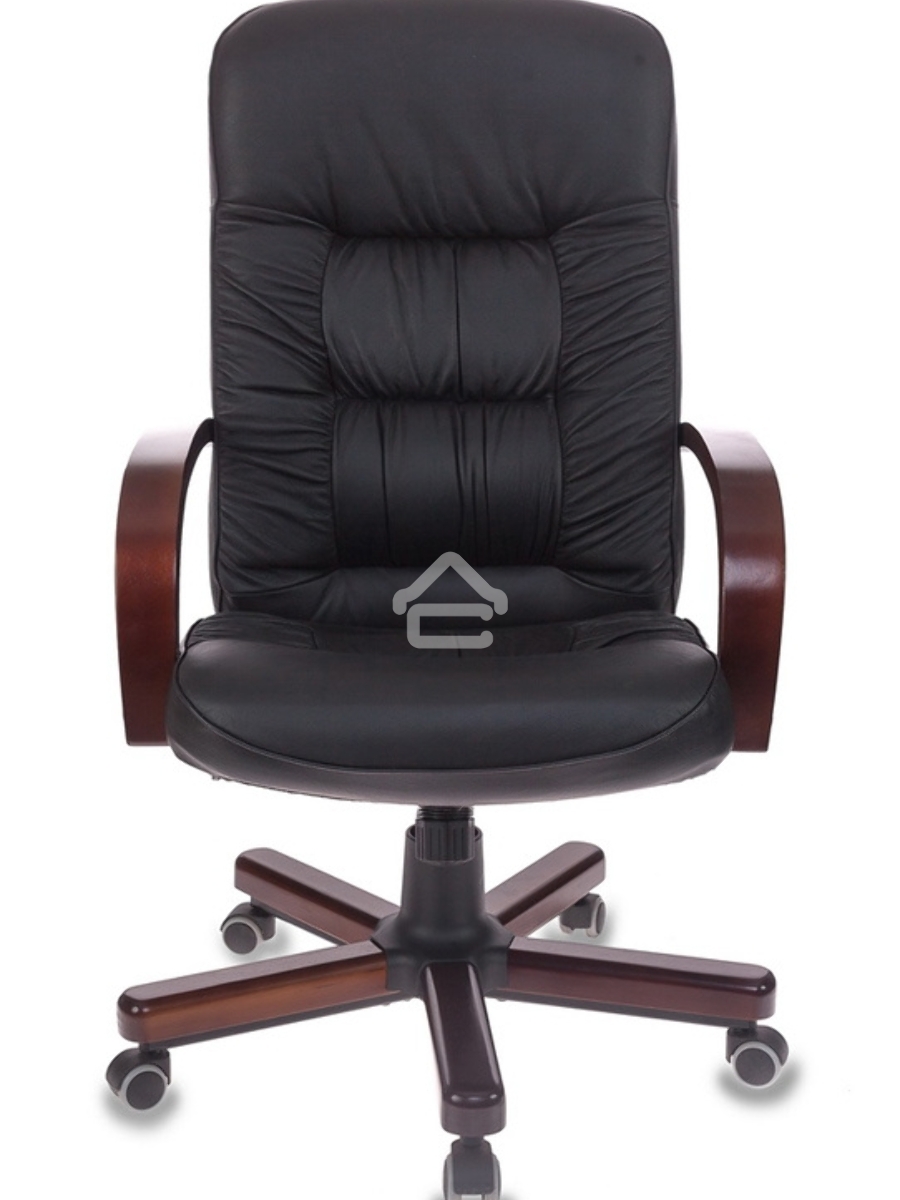 Кресло руководителя Бюрократ T-9908/WALNUT черный, кожа, крестовина металл