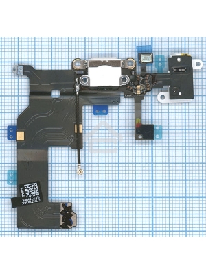 Шлейф разъема питания с аудио-разъемом для iPhone 5 белый