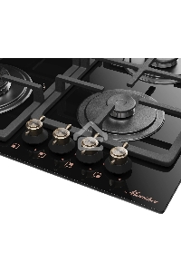Варочная поверхность MONSHER MGG 67 RN Bronze, Classic, газ, 60 см, газ-контроль, автоматический электроподжиг, чугунные решетки, форсунки под сжиженый газ, поворотные переключатели, цвет черный/бронзовый