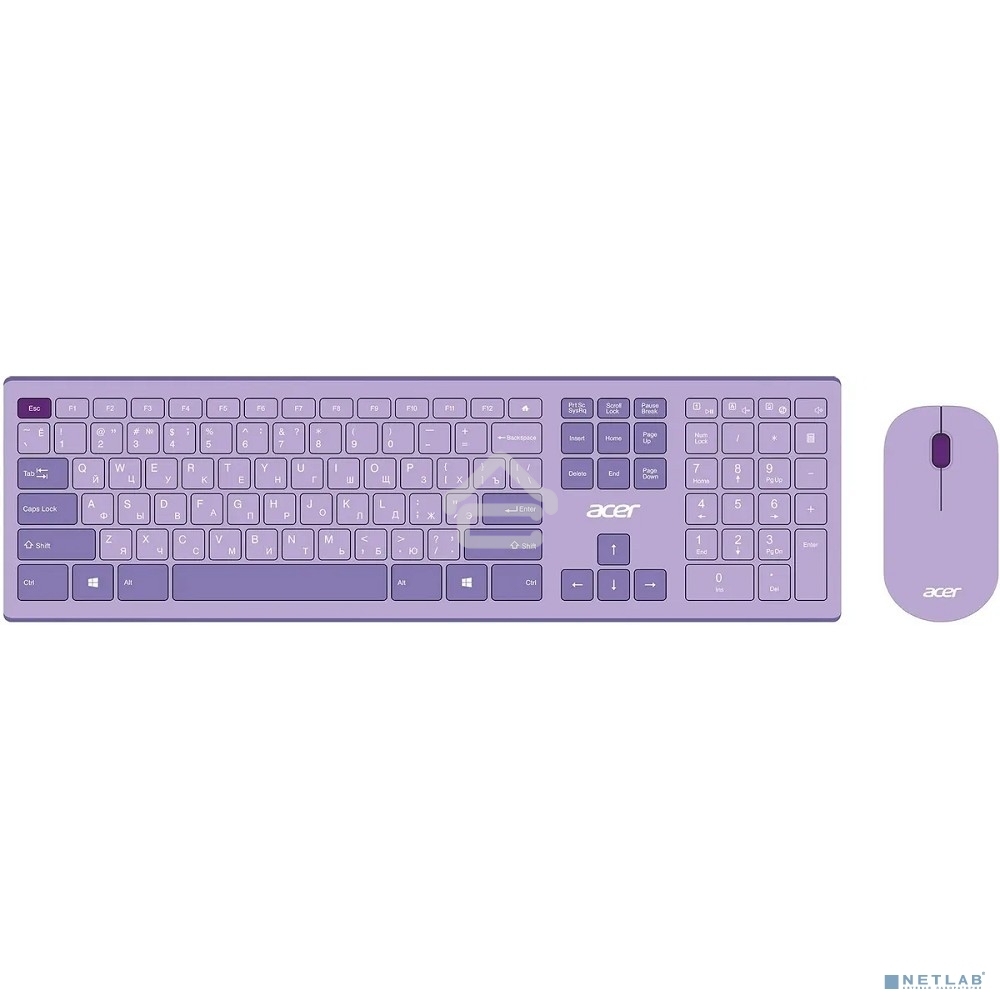 Клавиатура + мышь Acer OCC205 беспроводной USB, 1200 dpi, фиолетовый