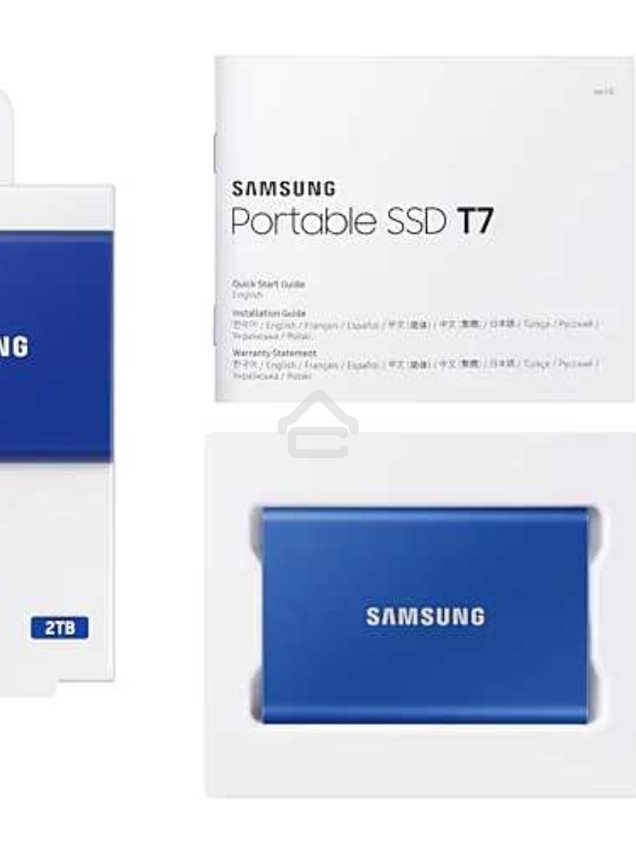 Твердотельный накопитель Samsung SSD 2TB T7, USB Type-C, R/W 1000/1050MB/s, Blue