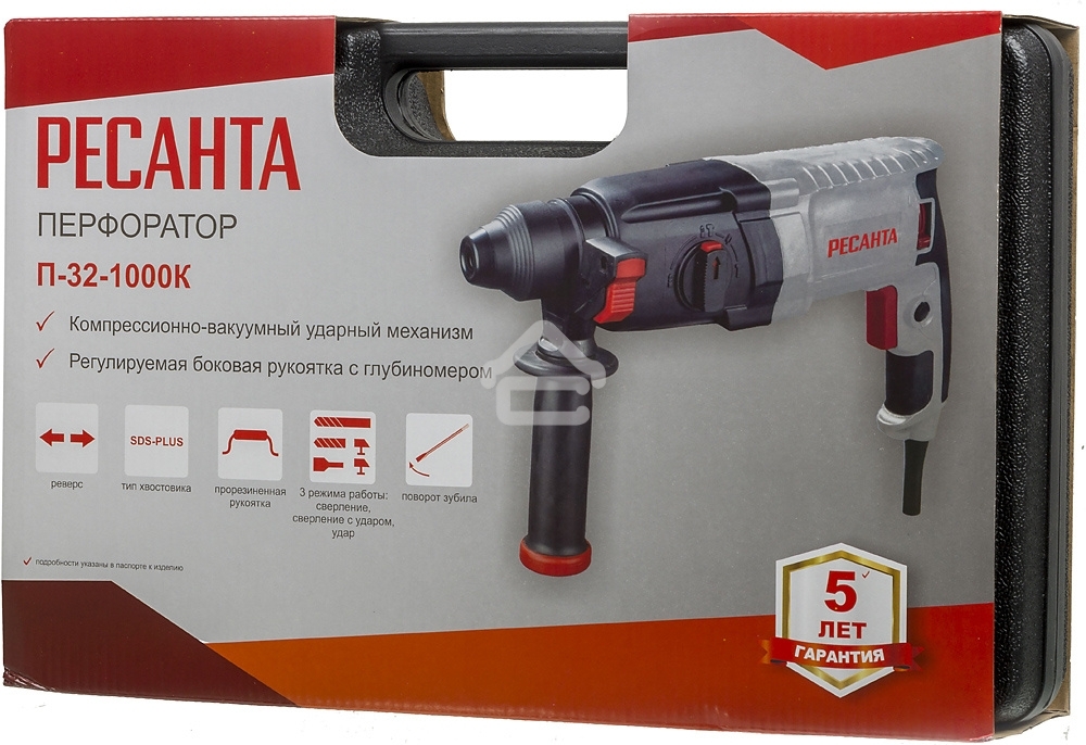 Перфоратор Ресанта П-32-1000К SDS-plus уд.:5.2Дж 1000Вт (кейс в комплекте)