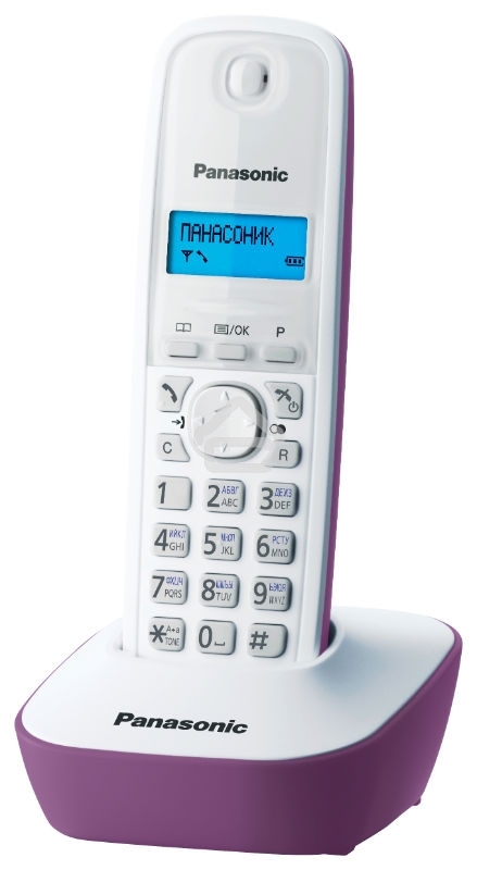 Телефон беспроводной (DECT) Panasonic KX-TG1611RUF (сиреневый) АОН, Caller ID,12 мелодий звонка,подсветка дисплея,поиск трубки
