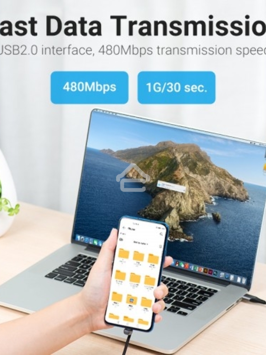 Кабель Vention USB 2.0 CM/AM 5A - 1м. U-образный