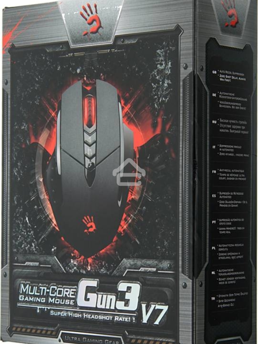 Мышь проводная A4Tech Bloody V7 черный, 3200 dpi, USB Type-A, кнопки - 8
