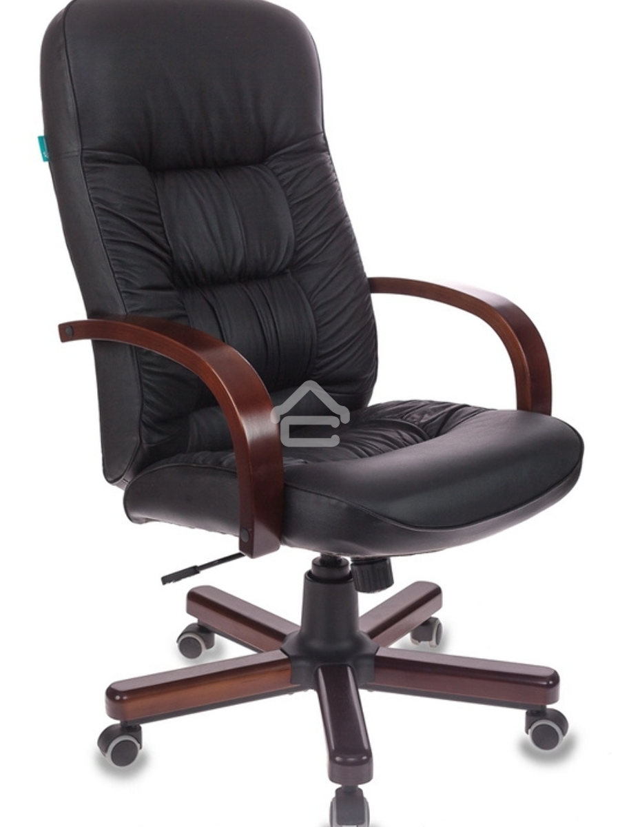 Кресло руководителя Бюрократ T-9908/WALNUT черный, кожа, крестовина металл