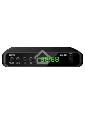 Ресивер эфирный цифровой Эфир DVB-T2 HD HD-215 пластик, дисплей DOLBY DIGITAL,
