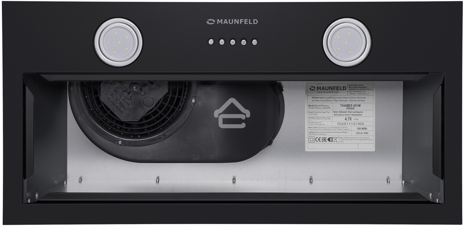 Вытяжка встраиваемая Maunfeld Thames 601M черный, 60 см, 520 куб. м/ч, 45 дБ