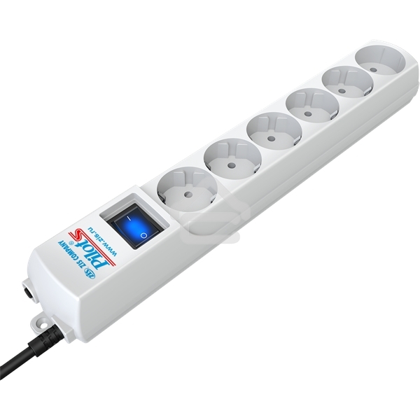 Сетевой фильтр Pilot S 3м, 6 розеток, белый, коробка