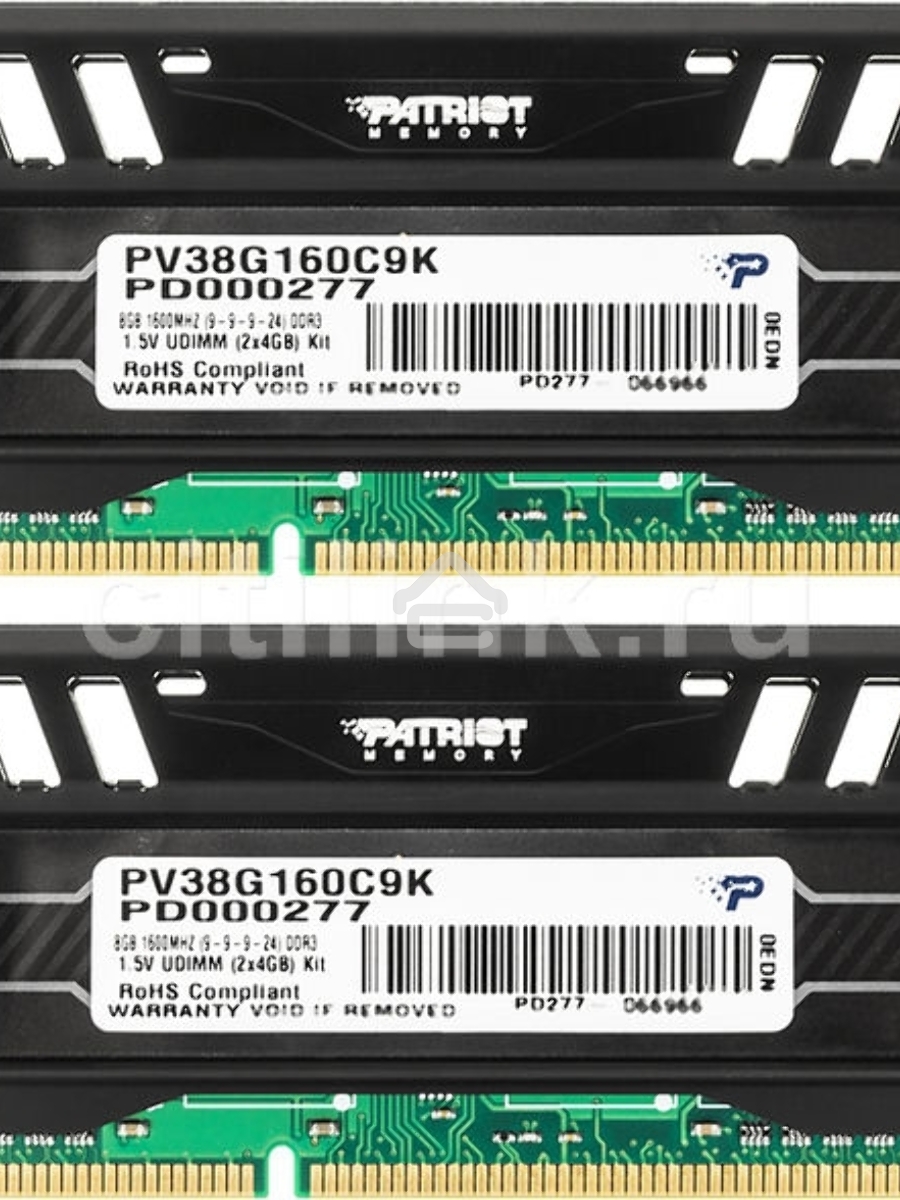 Оперативная память Patriot Viper 3, DDR3, 8GB (2x4 GB), 1600 MHz, CL9, DIMM, радиатор, черный