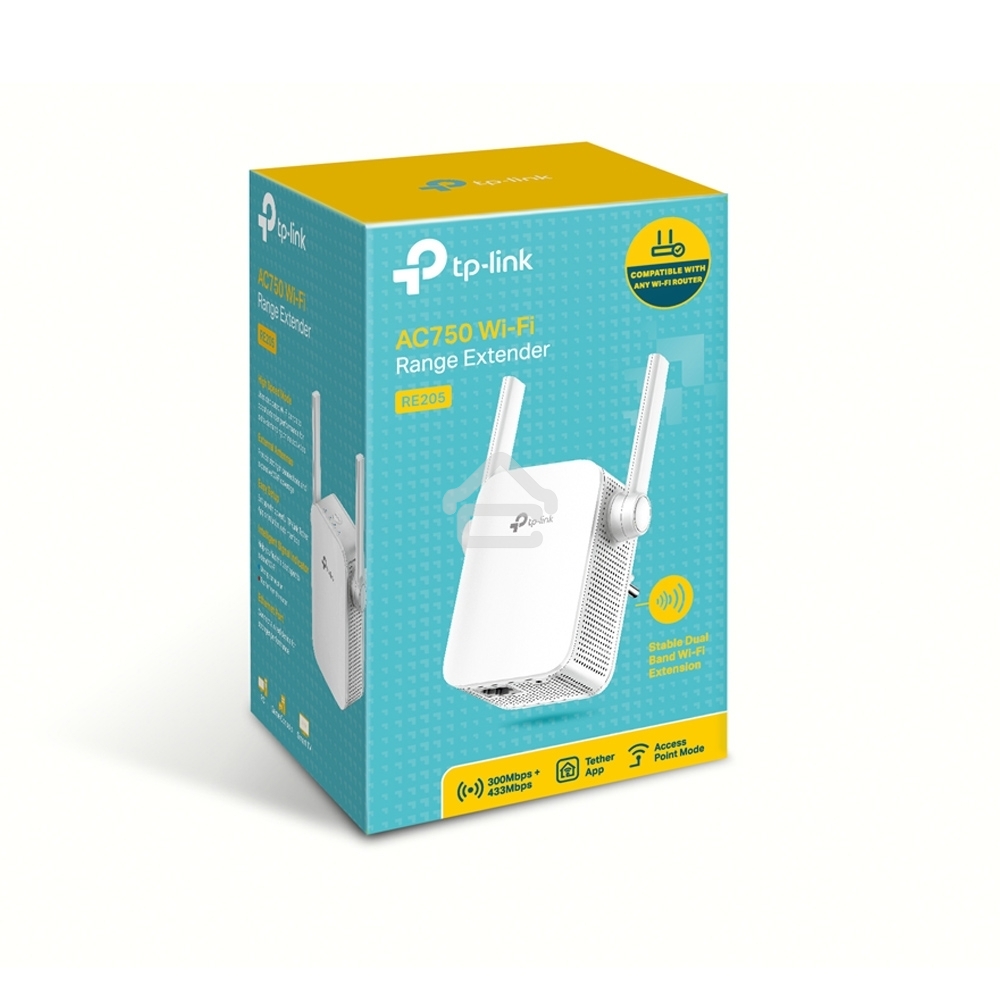 Усилитель TP-Link Wi-Fi AC750 Wi-Fi Range Extender, Wall Plugged,433Mbps at 5GHz + 300Mbps at 2.4GHz, 802.11ac/a/b/g/n, 1 10/100M LAN, WPS button, 2 fixed antennas поставляется без кабеля RJ-45