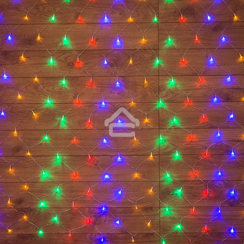 Новогодние светоукрашения Гирлянда - сеть 1,8х1,5м, прозрачный ПВХ, 180 LED Мультиколор [215-139]