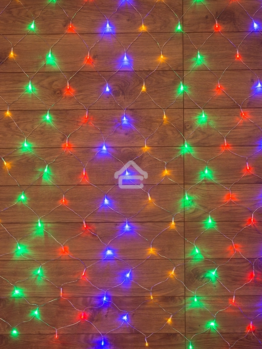 Новогодние светоукрашения Гирлянда - сеть 1,8х1,5м, прозрачный ПВХ, 180 LED Мультиколор [215-139]