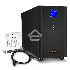 Источник бесперебойного питания (инвертор, синус, для котла) ExeGate SineTower SN-5000.LCD.AVR.2SH.1C13.T.RJ.USB 5000VA/4000W, чистая синусоида, LCD дисплей, AVR, 2*Schuko+1*C13+1*ternimal, RJ45/11, USB, линейно-интерактивный, черный