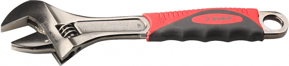 Ключ разводной Зубр, хромоникелевое покрытие, длина 200мм, увеличен. зев 30мм 27255-20