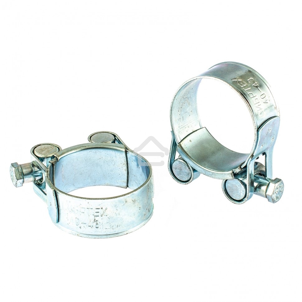 Хомуты металлические Сибртех, силовые 40-43 мм, ширина 20 мм, шарнирные, W1, 2 шт.