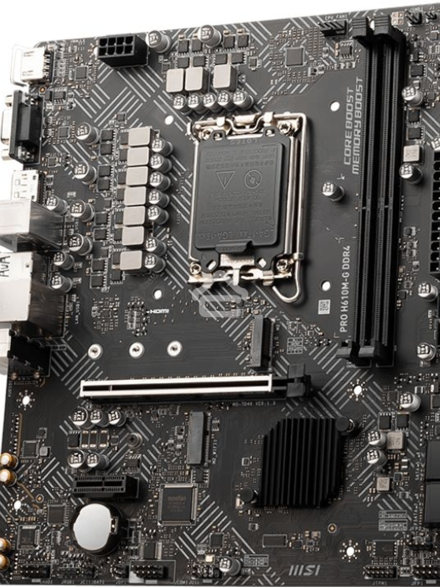 Материнская плата MSI PRO H610M-G, LGA 1700, Intel H610, 2xDDR5, 4xSATA, 1xM.2, 1xPCIe 4.0 x16, 1xPCIe 3.0 x1, 1xHDMI, 1xDP, 1xVGA, 1xRJ45 1Gb, 2xUSB-A 3.2 Gen 1, 4xUSB-A 2.0, 3x3.5мм, 7.1, mATX