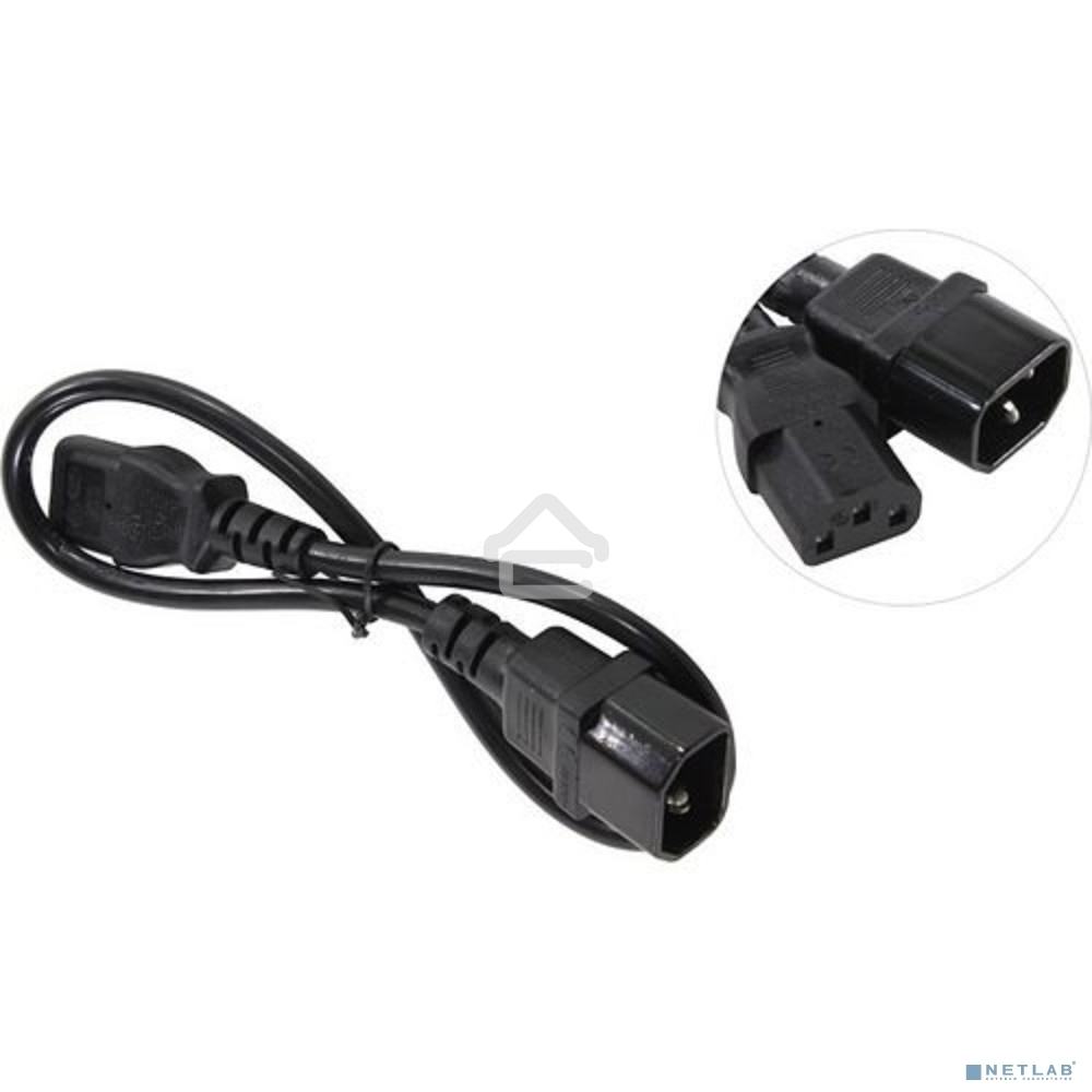 Кабель монитор-компьютер (UPS->уст-во) ExeGate Power EC-0,5P (С13->С14) VDE-250V-3*0.75-CU,10A, 0.5м