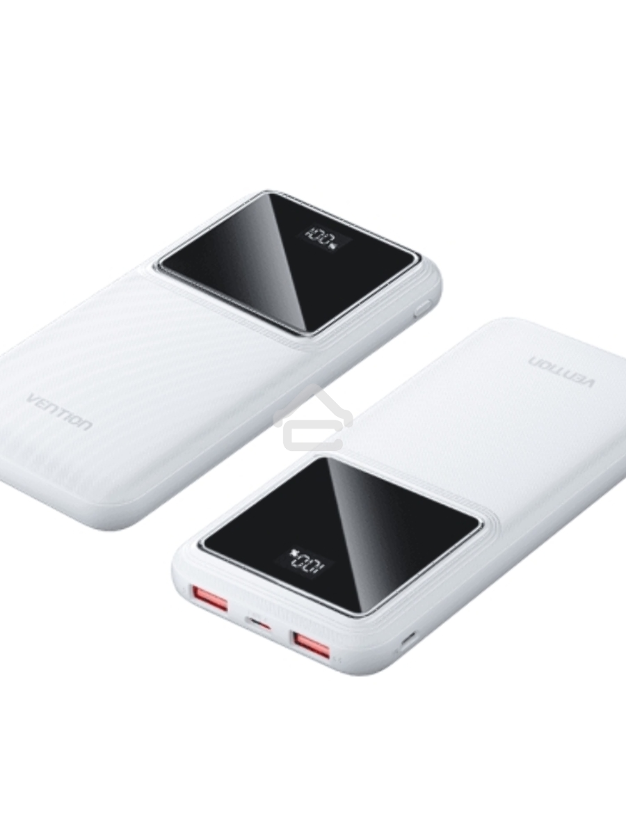 Внешний аккумулятор Vention 10000mAh(M/C-A/A)22.5W Белый с LED Дисплеем