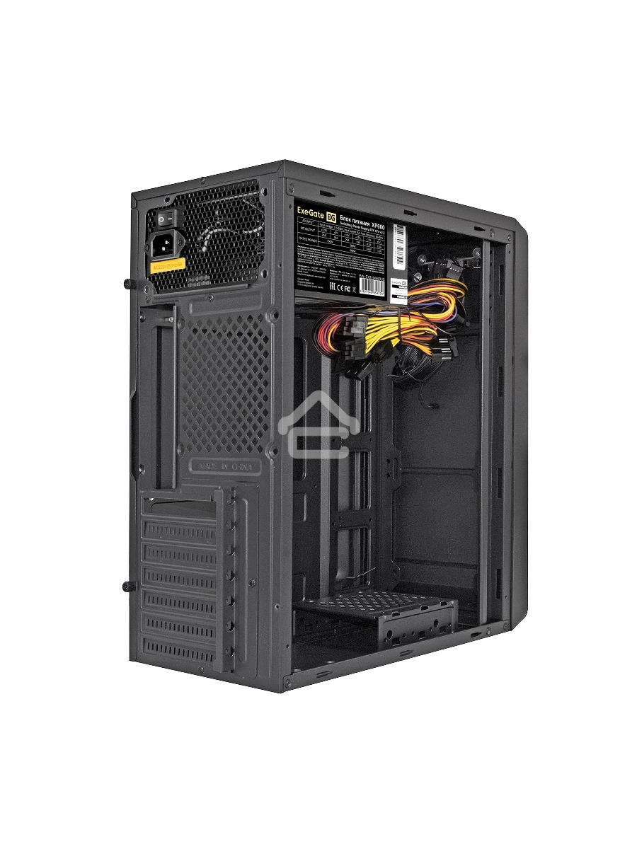 Компьютерный корпус Miditower ExeGate XP-332 Black, ATX, <XP600, Black,120mm>, 2*USB, Audio