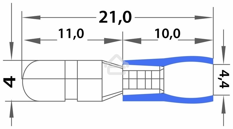Разъем штекерный изолированный Rexant штекер 4 мм 1.5-2.5 мм² (РШи-п 2.5-4/РШИп 2-5-4) синий