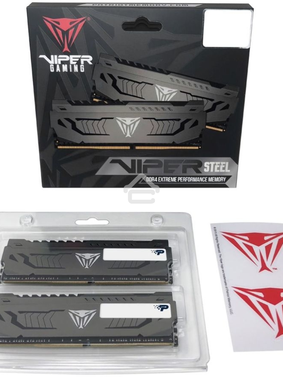 Оперативная память Patriot Viper Steel, DDR4, 64GB (2x32GB), 3600MHz, CL18, DIMM, радиатор, черный