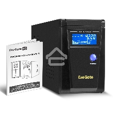 Источник бесперебойного питания (инвертор, синус, для котла) ExeGate SineTower SN-600.LCD.AVR.2SH 600VA/360W, чистая синусоида, LCD дисплей, AVR, 2*Schuko, линейно-интерактивный, черный