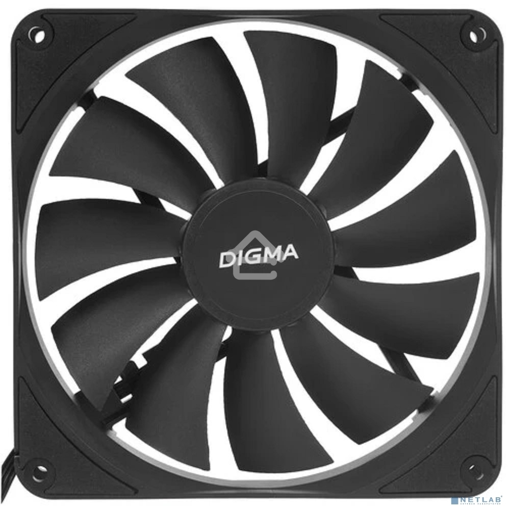 Вентилятор для корпуса Digma DFAN140PWM-1BK черный, 140 мм, 1500 об/мин, 28 дБ, 4 pin