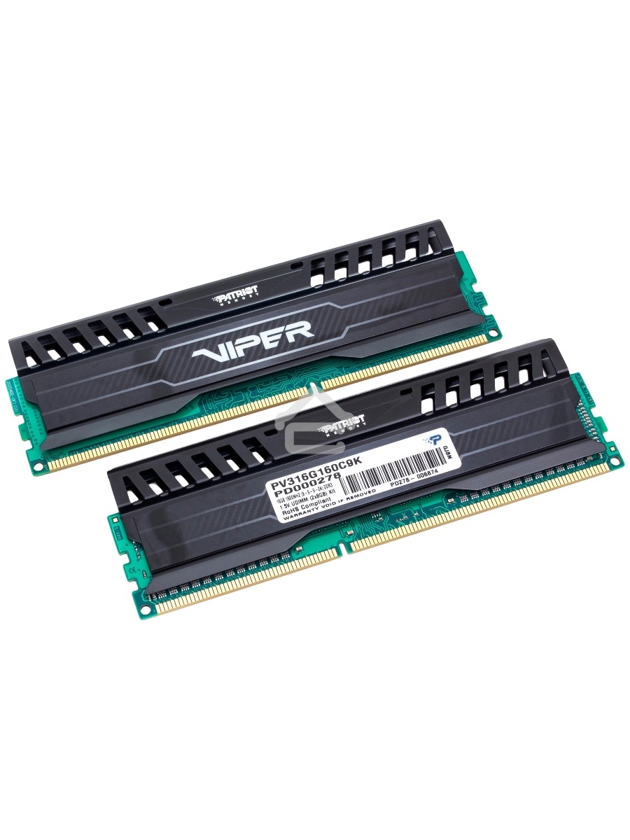 Оперативная память Patriot Viper 3, DDR3, 16GB (2x8 GB), 1600 MHz, CL9, DIMM, радиатор, черный