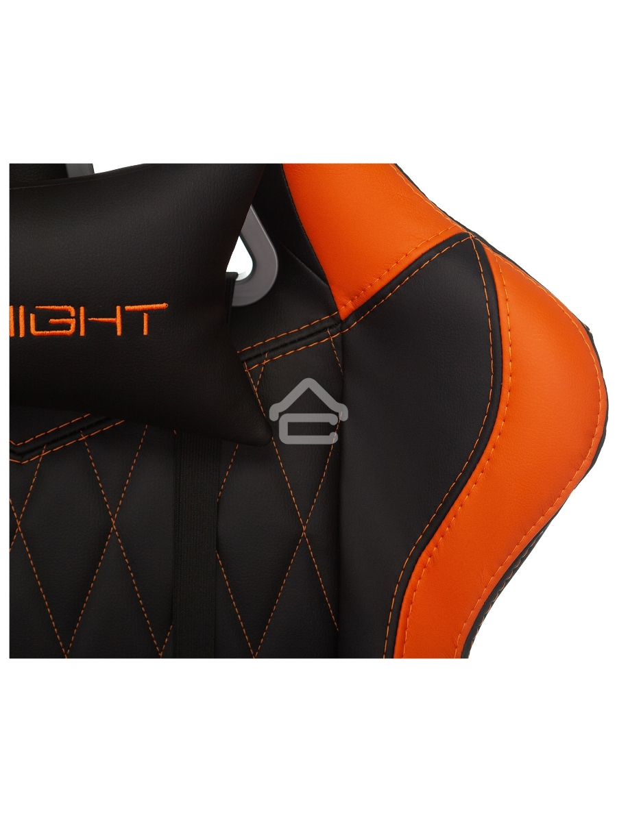 Кресло игровое Knight ARMOR черный/оранжевый, ромбик, эко.кожа, с подголовником, крестовина металл