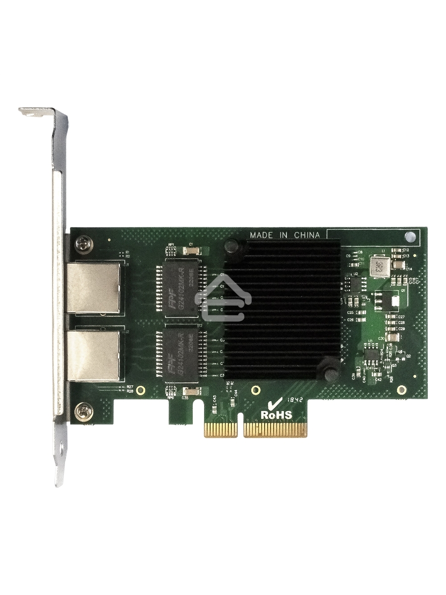 Сетевой адаптер ExeGate EXE-I350-T2V2 (PCI-E x4 v2.1, порты 2xRJ45 (медные), 10/100/1000Mbps, Gigabit NIC Intel Chipset NHI350AM2)