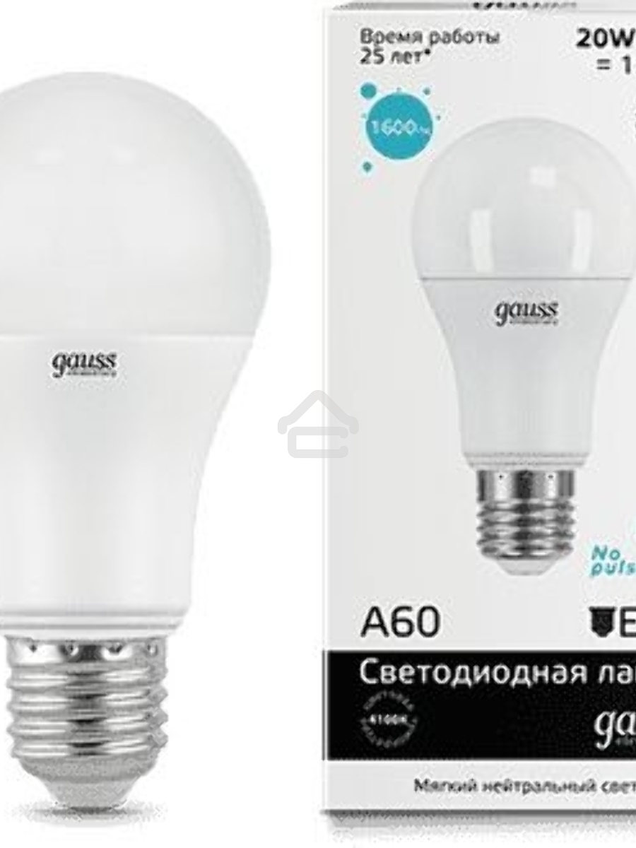 Лампа GAUSS LED Elementary Арт. 23229A60 20W E27 4100K 1/10/40 груша