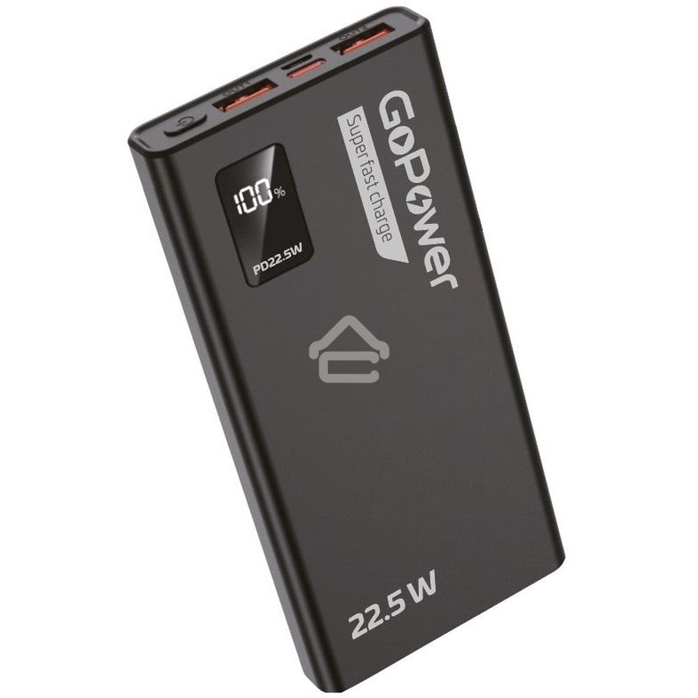 Портативный аккумулятор GoPower PB03-20 20000mAh 3.0A 22.5W 2USB/Type-C черный (1/50)