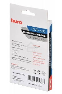 Разветвитель USB 2.0 Buro BU-HUB4-U2.0-Slim 4порт. черный