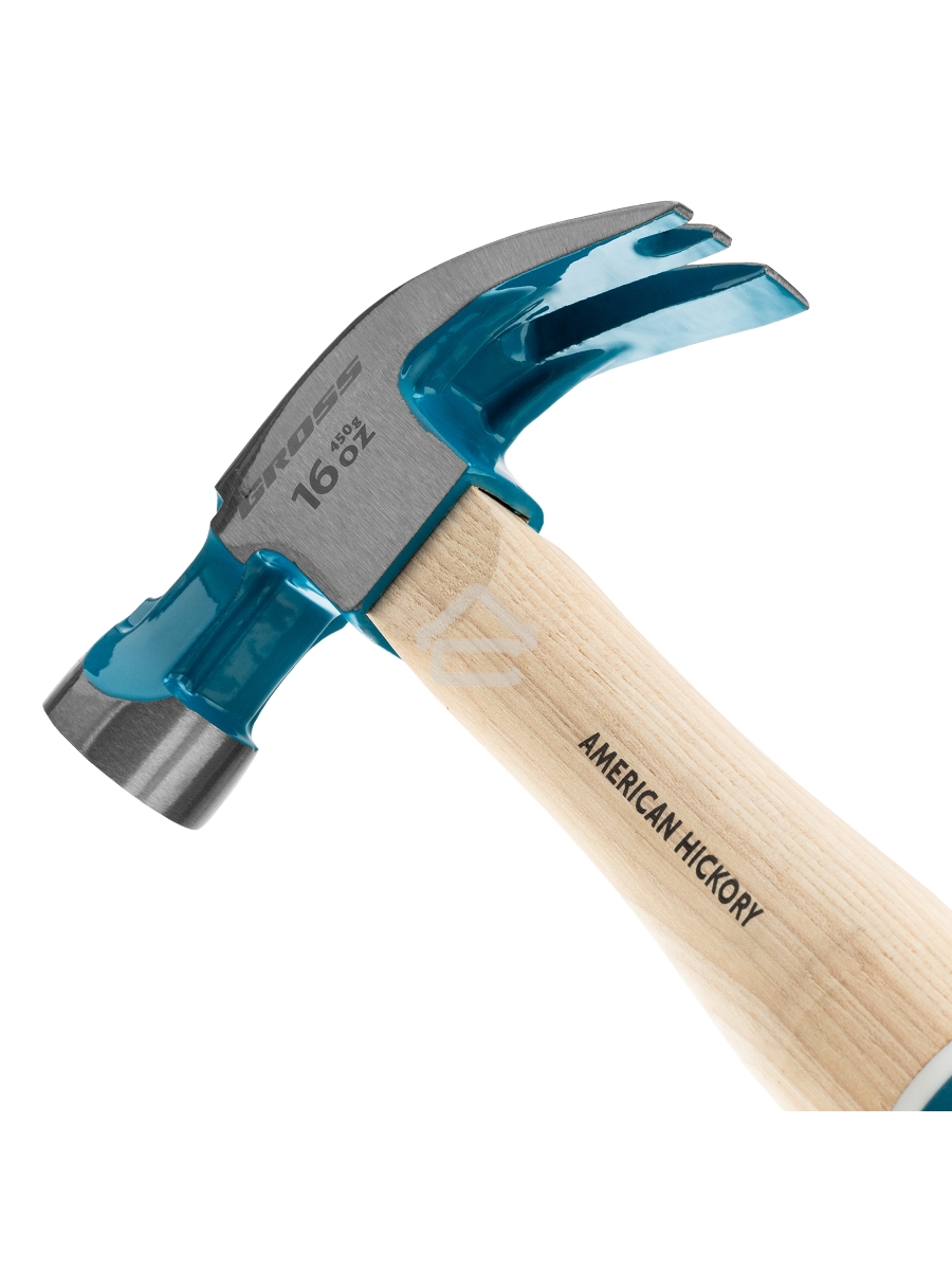 Молоток-гвоздодер,450 г, угол 45, магнит, обрезиненная рукоятка AMERICAN HICKORY GROSS