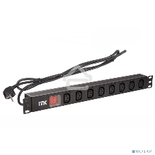 Блок ITK PH12-8C131 PDU 8 розеток C13 с LED выкл,1U, шнур 2м вилка нем.ст