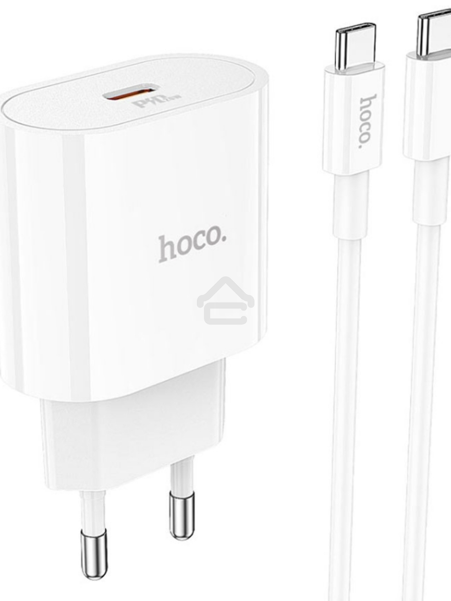 Блок питания (сетевой адаптер) HOCO C94A Metro 1xUSB-C с кабелем Type-C-Type-C, 3.0A, 20W, белый