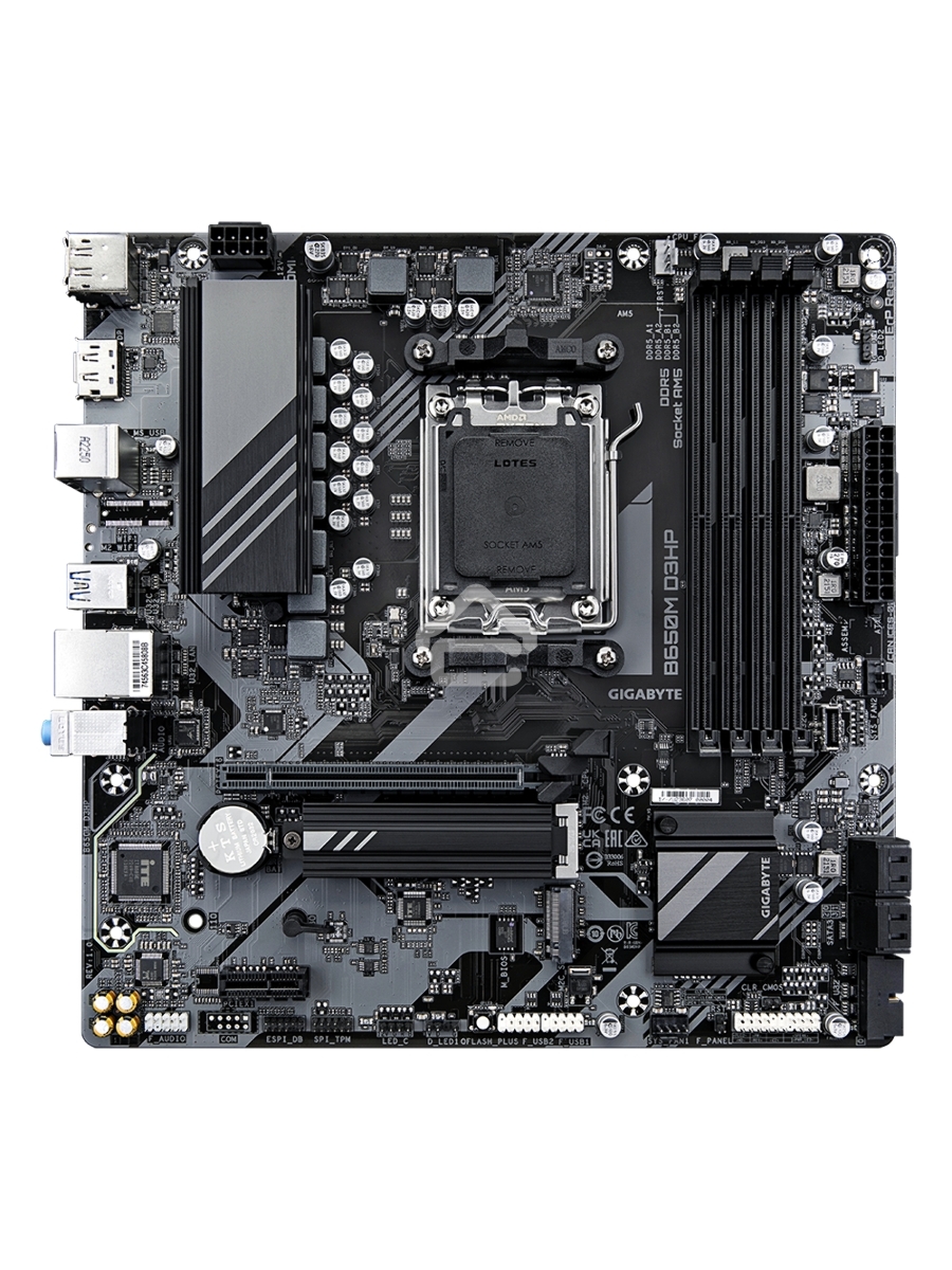 Материнская плата Gigabyte B650M D3HP, AM5, AMD B650, 4xDDR5, 4xSATA, 2xM.2, 1xPCI-E 4.0 x16, 1xPCI-E x1, 1xHDMI, 2xDP, 1x 2.5Gb LAN, 3xUSB-A 3.2 Gen 1, 2xUSB-A 2.0, 1xUSB-C 3.2 Gen 1, 3x3.5 мм, 7.1, Micro-ATX
