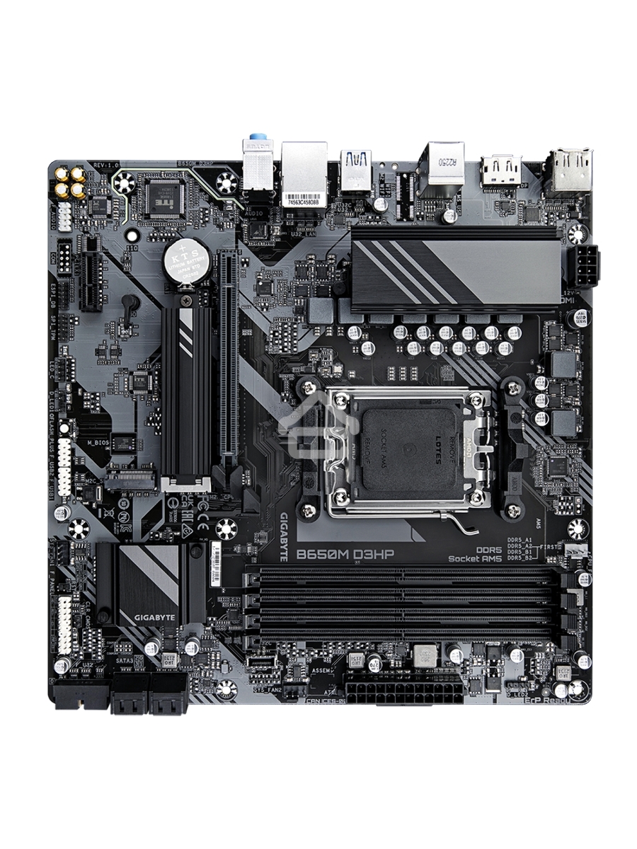 Материнская плата Gigabyte B650M D3HP, AM5, AMD B650, 4xDDR5, 4xSATA, 2xM.2, 1xPCI-E 4.0 x16, 1xPCI-E x1, 1xHDMI, 2xDP, 1x 2.5Gb LAN, 3xUSB-A 3.2 Gen 1, 2xUSB-A 2.0, 1xUSB-C 3.2 Gen 1, 3x3.5 мм, 7.1, Micro-ATX