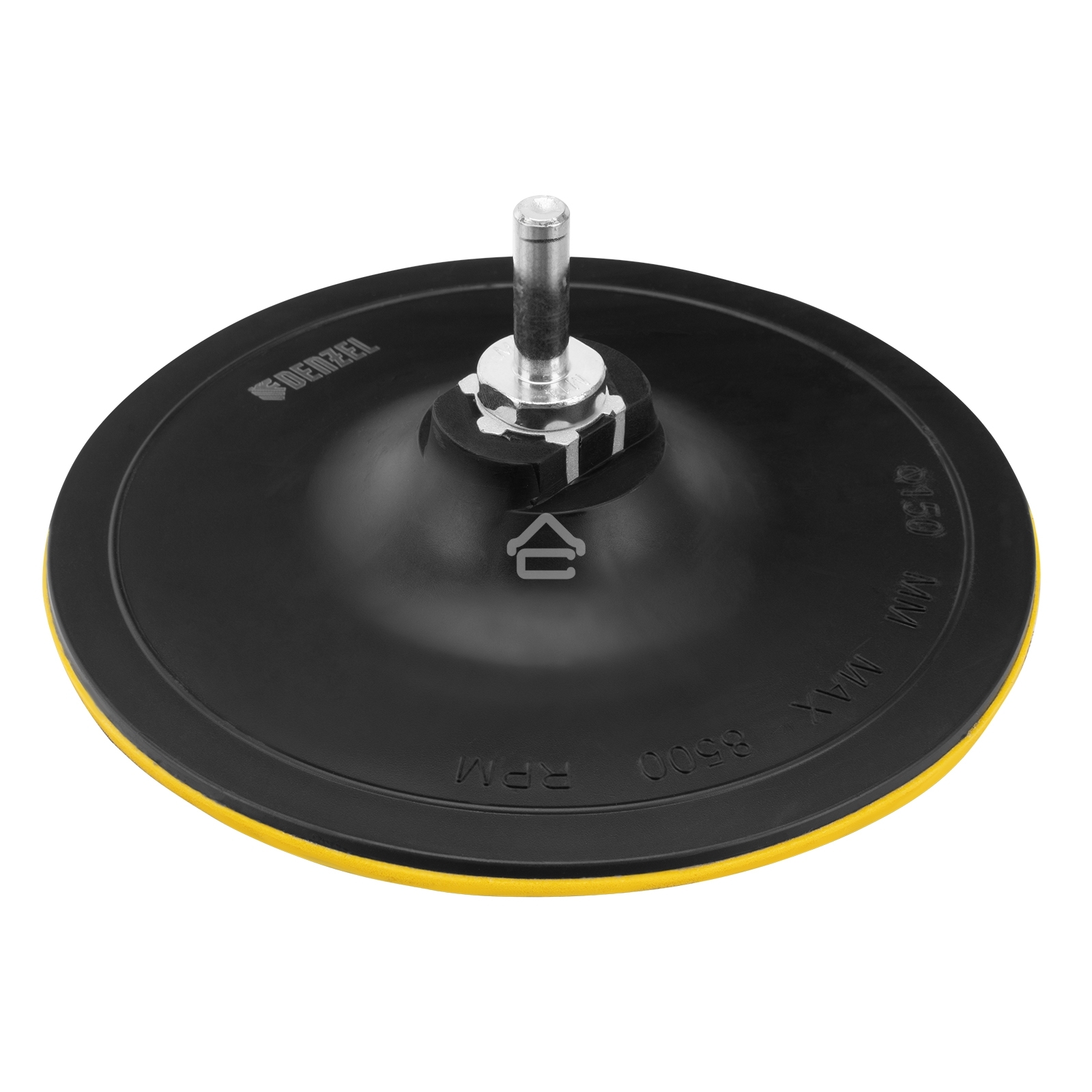 Тарелка опорная Denzel для дрели и УШМ с липучкой, 150 мм, твердая, с адаптером c М14 на d8