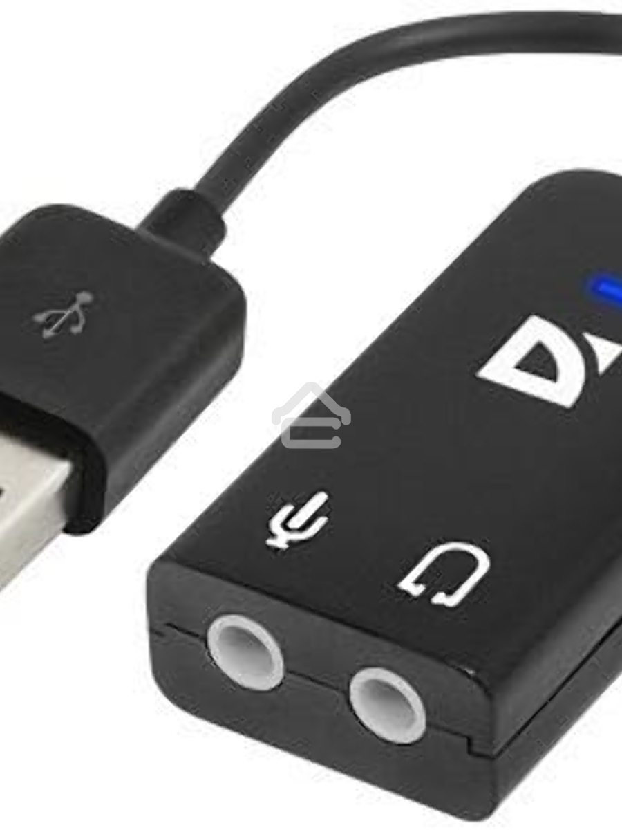 Кабель-переходник Defender / Аудиовход: 2 x 3.5 мм jack/ Аудиовыход: USB / встроенная звуковая карта. (63002)