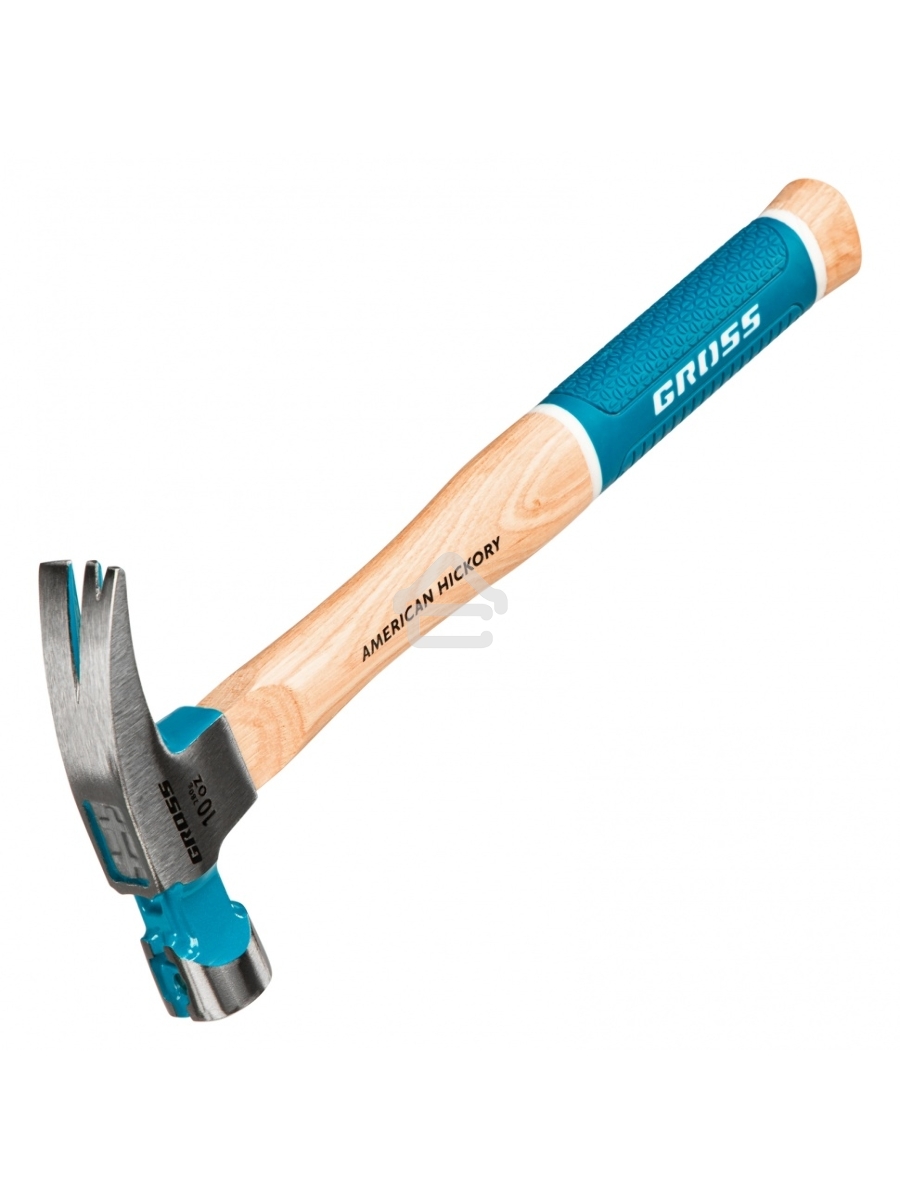 Молоток-гвоздодер,280 г, угол 75, магнит, обрезиненная рукоятка AMERICAN HICKORY GROSS