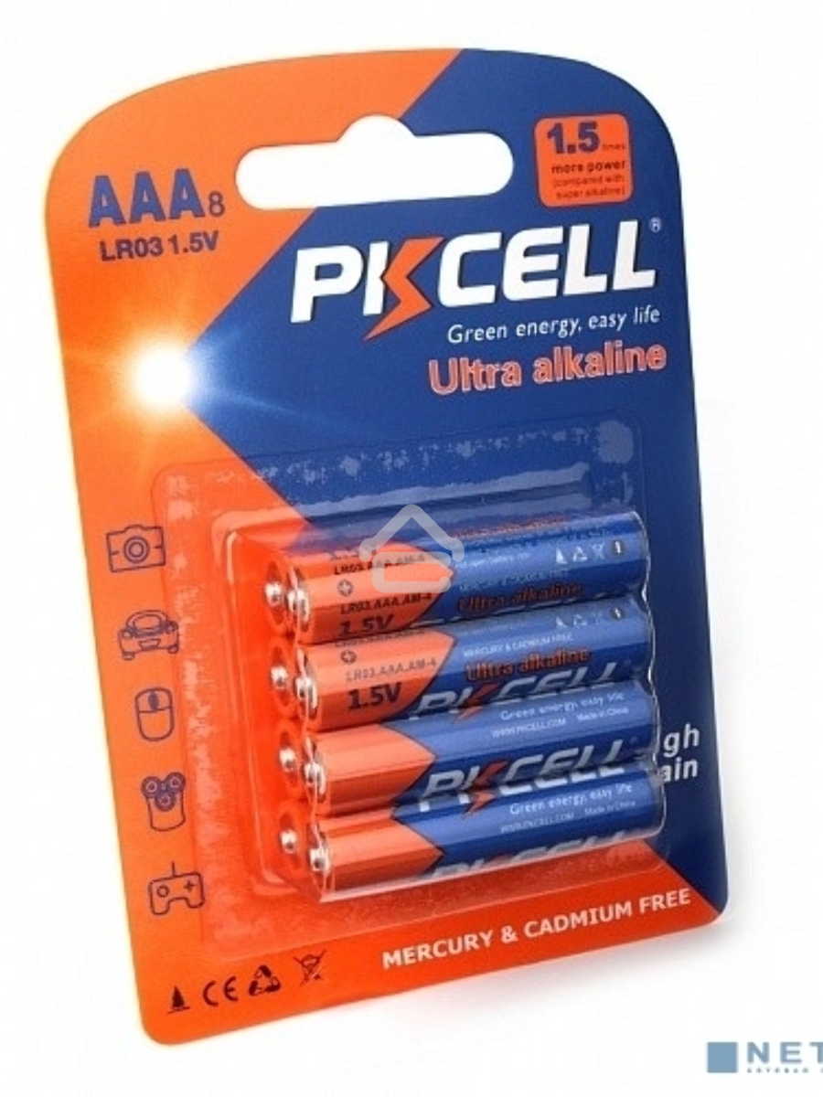 Щелочной/алкалиновый элемент питания PKCELL LR03-8B тип - AAА 8 шт в блистере