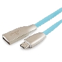 Кабель USB 2.0 Cablexpert CC-G-mUSB01Bl-1M, AM/microB, серия Gold, длина 1м, синий, блистер