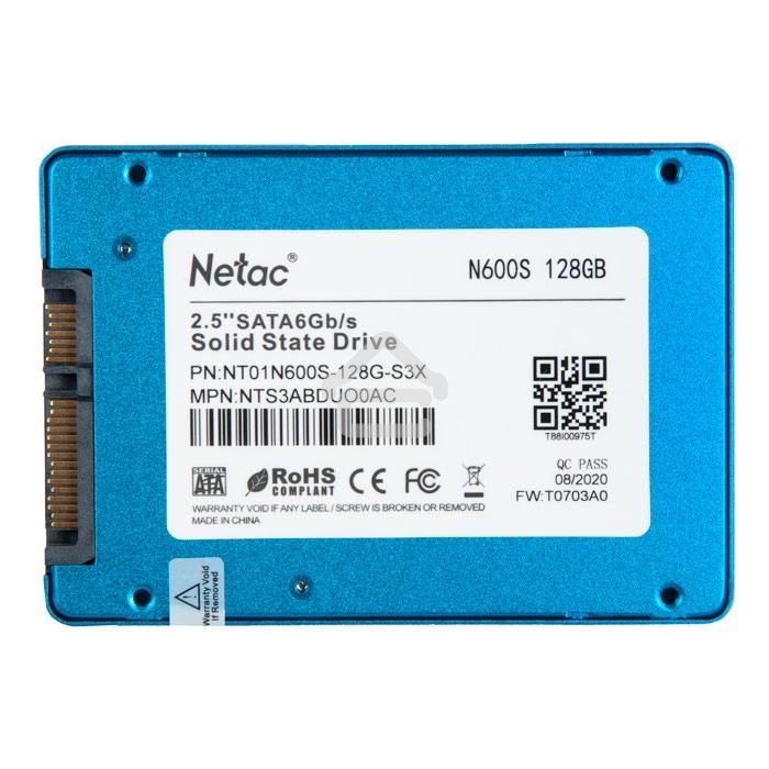 Накопитель SSD Netac N600S, 128Gb, SATA III, 2.5