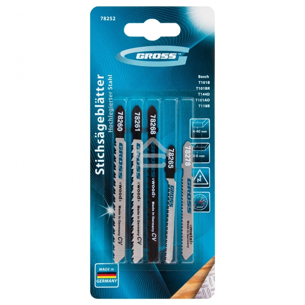 Набор полотен для электролобзика универсальный Gross 5шт.